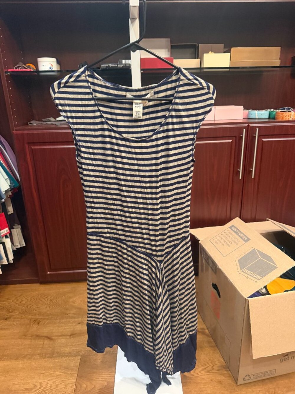 NEW NWT WOMEN'S MAX STUDIO STRIPED DRESS SLEEVELESS SIZE SMALL SM S BLUE